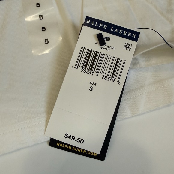 NWT Polo Ralph Lauren Polo Bear Long Sleeve Shirt Girls Size 5 White Preppy - Picture 3 of 8